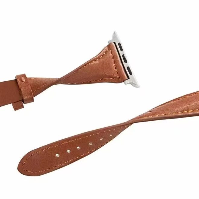 Slim Leather Band Compatible with Apple Watch Band 40mm 38mm 41mm 42mm 44mm 45mm 46mm Women,Top Grain Genuine Leather Strap Thin Watch Wristband for iWatch Series 10 9 8 7 6 5 4 3 2 1 SE Ultra - Image 2