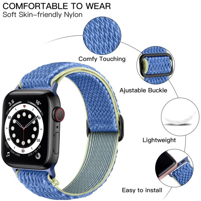 Stretchy Nylon Solo Loop Bands Compatible with Apple Watch 38mm 40mm 41mm 42mm 44mm 45mm 46mm 49mm Ultra 2 iWatch Series 10 9 8 7 SE 6 5 4 3 2 1 Strap,Sport Elastic Braided Women Men - Image 2