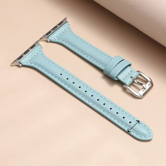 Slim Leather Band Compatible with Apple Watch Band 40mm 38mm 41mm 42mm 44mm 45mm 46mm Women,Top Grain Genuine Leather Strap Thin Watch Wristband for iWatch Series 10 9 8 7 6 5 4 3 2 1 SE Ultra - Image 3