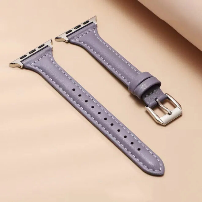 Slim Leather Band Compatible with Apple Watch Band 40mm 38mm 41mm 42mm 44mm 45mm 46mm Women,Top Grain Genuine Leather Strap Thin Watch Wristband for iWatch Series 10 9 8 7 6 5 4 3 2 1 SE Ultra - Image 5