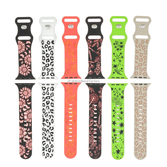 Engraved Silicone Watch Strap for Apple Samsung xiaomi fossil Watch