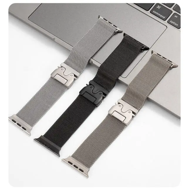 Custom Stainless Steel Mesh Loop with Parachute-style Buckle for Apple IWatch,samsung,garmin,huawei,xiaomi - Image 3