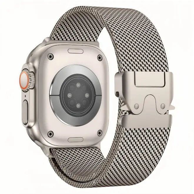 Custom Stainless Steel Mesh Loop with Parachute-style Buckle for Apple IWatch,samsung,garmin,huawei,xiaomi